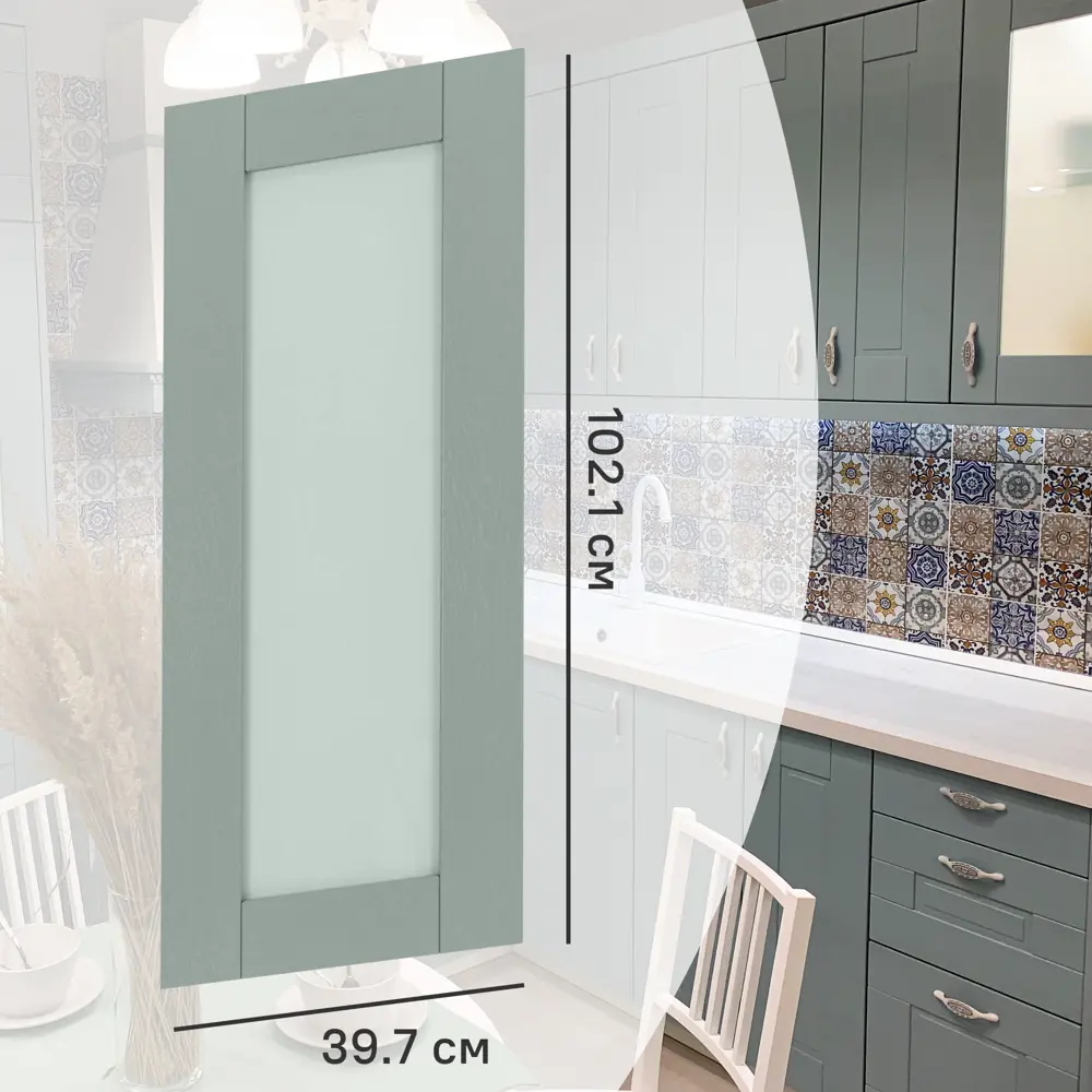 Фасад-витрина кухонного шкафа Томари 39.7x102.1 см KONSENSA МДФ цвет голубой STLM-2078732