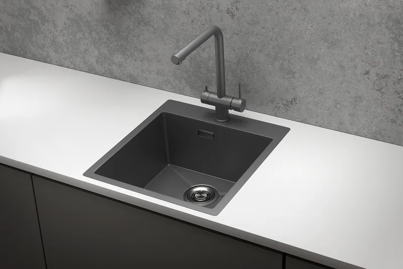 4600, ГРАФИТ МАТОВЫЙ, стальная кухонная мойка GRANULA 4600-ST345