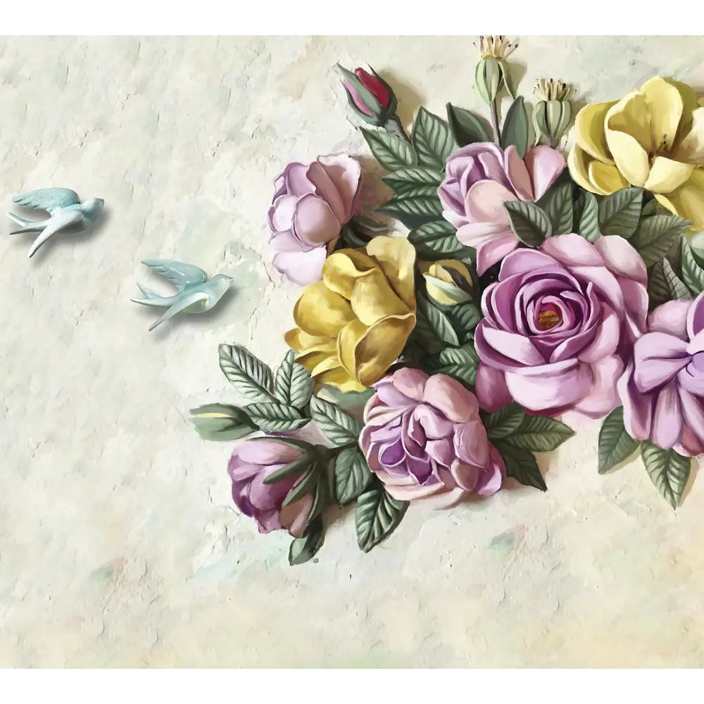 Фотообои Цветочный барельеф флизелиновые, 300x270 см, L13-200 FBRUSH 3D FLIZART STLM-2064549