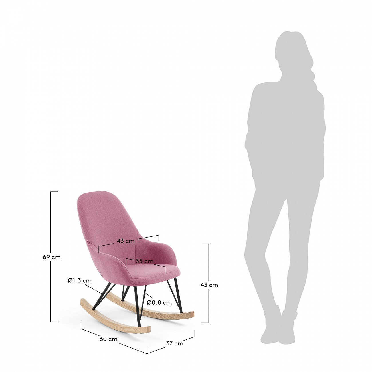 Кресло-качалка розовое BARCELONA DESIGN ДИЗАЙНЕРСКИЕ 148184 Розовый  - Вид №1