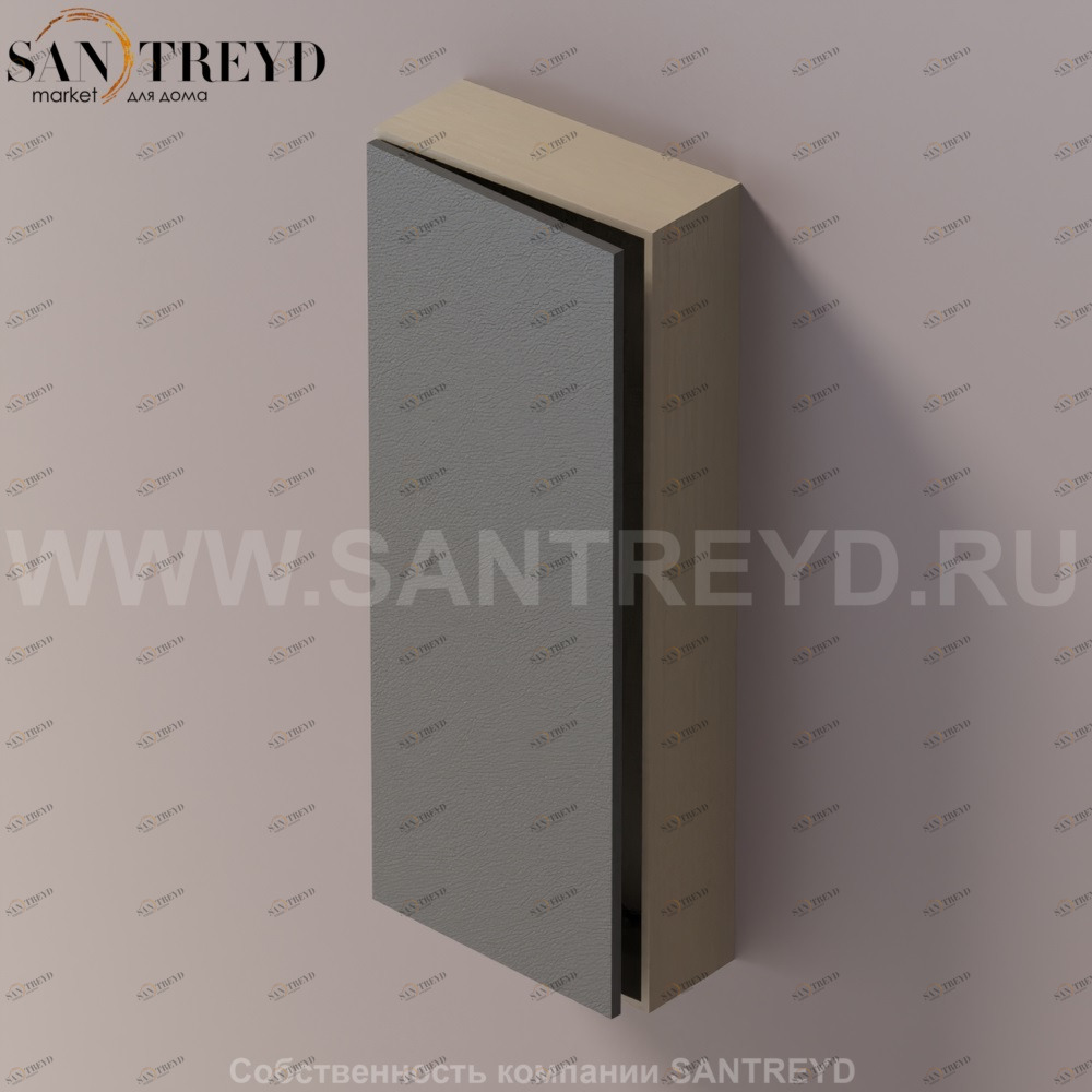 LIFT Модульный шкаф 100 см с левой дверью на доводчиках. Модули могут располагаться горизонтально и вертикально. Отделка: серый дуб и черная кожа. AMOB053NERCSX Agape