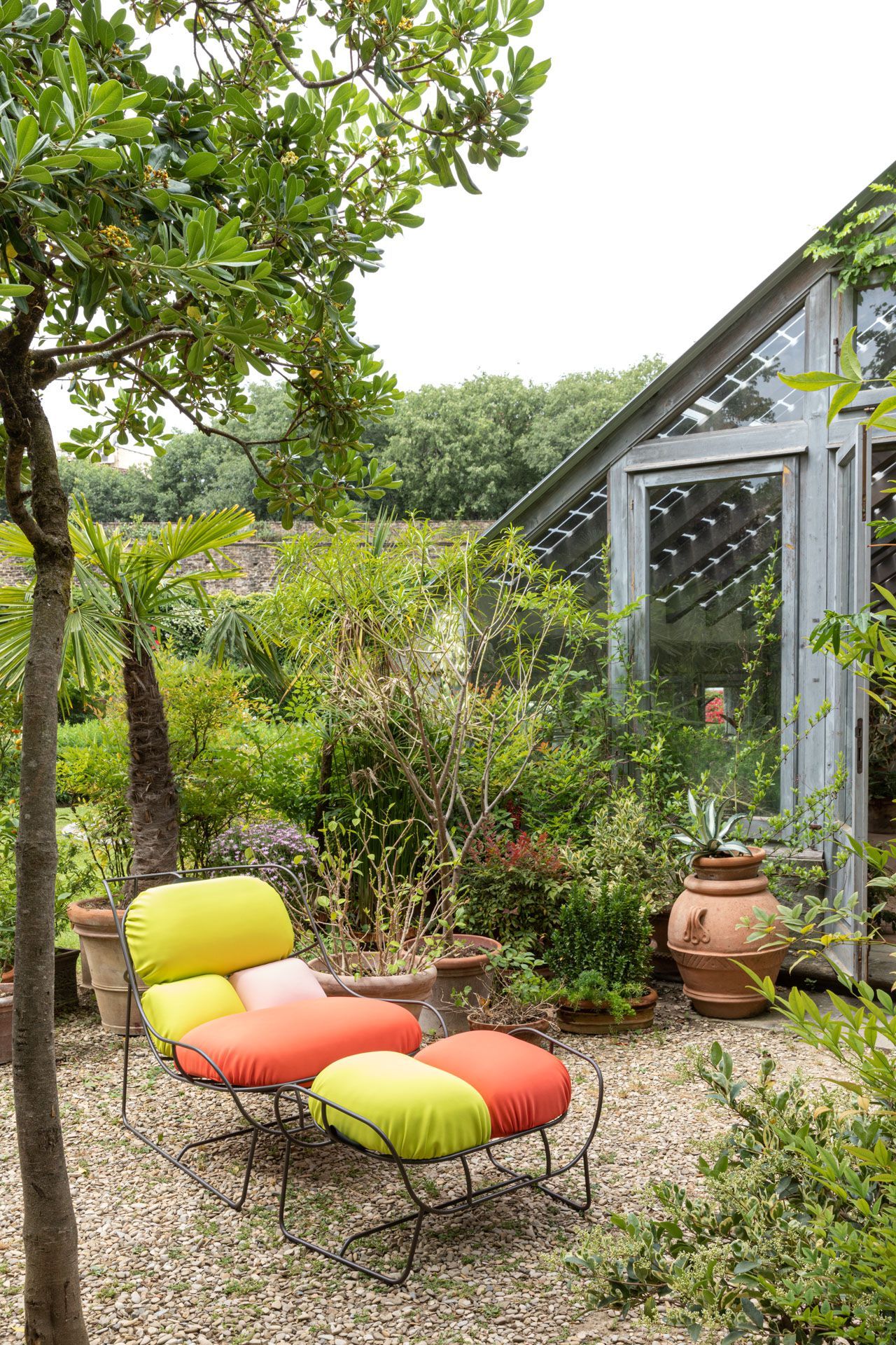 Окрашенное металлическое садовое кресло с подставкой для ног Poltronova плазма ARCH-00002817 - Вид №1