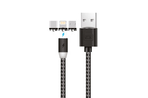 17579735 Кабель type-C\8-pin\MicroUSB для зарядки телефона USB 3в1 2/1A 1M круглый черный EX-K-788 EXPLOYD