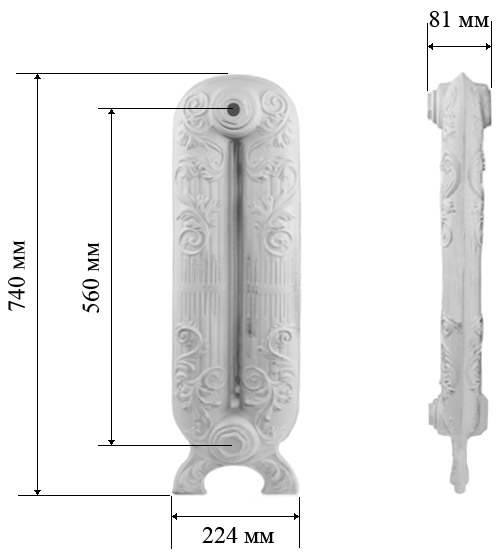 Чугунный радиатор RETROstyle Sheffield 560 14 секций 7132 - Вид №2