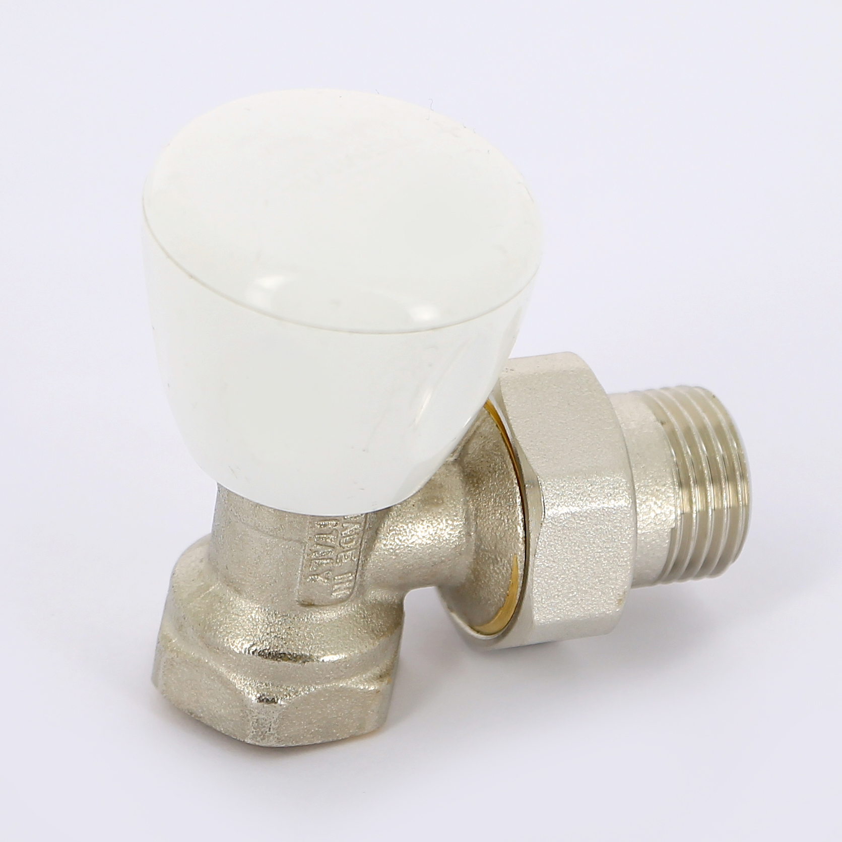 Вентиль НВ угловой для радиаторов термостатический 3308 с разъемным соединением TIEMME 1/2" под стальные трубы с крышкой 3300001 - Вид №2