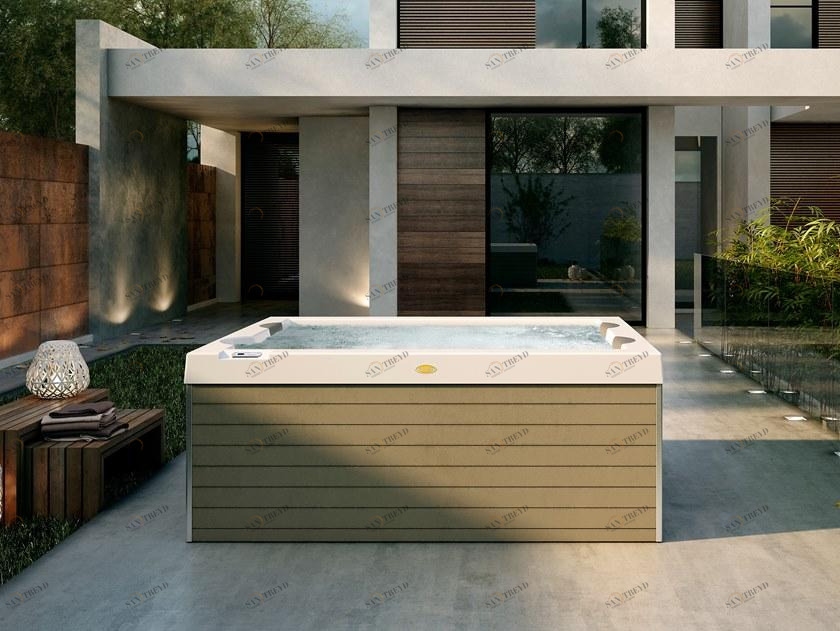Jacuzzi® Прямоугольный мини-бассейн с 3-х местной гидромассажной ванной Italian design sun-id-1444820