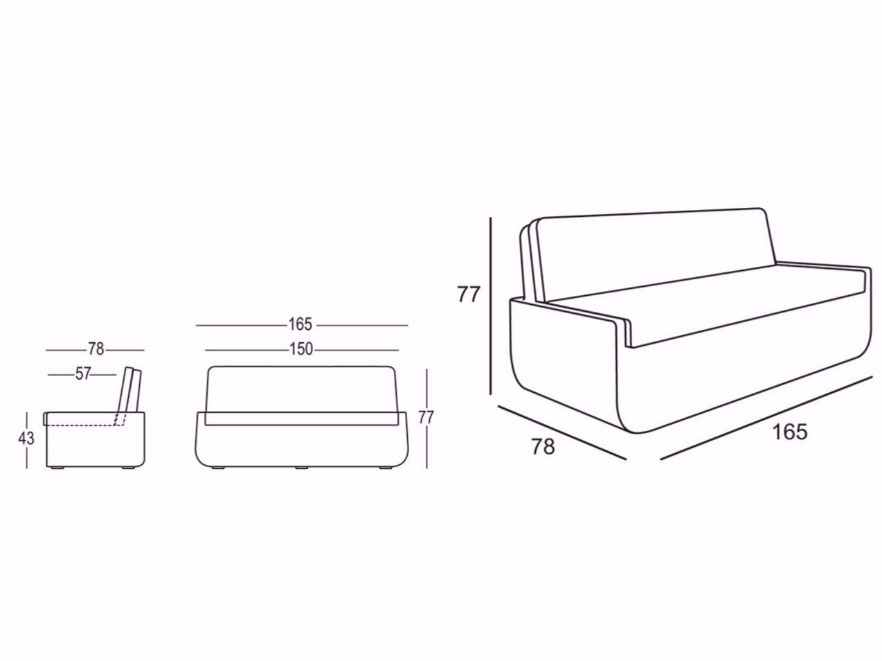 2-местный полиэтиленовый светящийся садовый диван PLUST Bold ARCH-00138428 - Вид №2