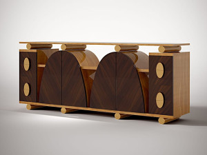 Деревянный шкаф с хрустальной столешницей