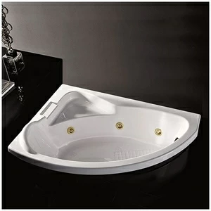 Ванна Gruppo tressee Syria V6557-SX-GD белая с  золотой фурнитурой и гидромассажем угловая встроенная левая