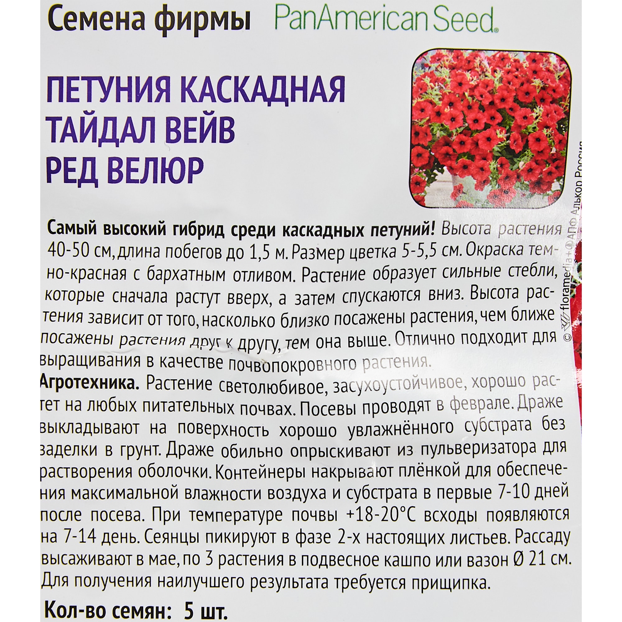 ПОИСК Петуния каскадная Тайдал Вейв Ред Велюр - 5 семян для роскошного цветения 83577516 STLM-0041938 - Вид №2