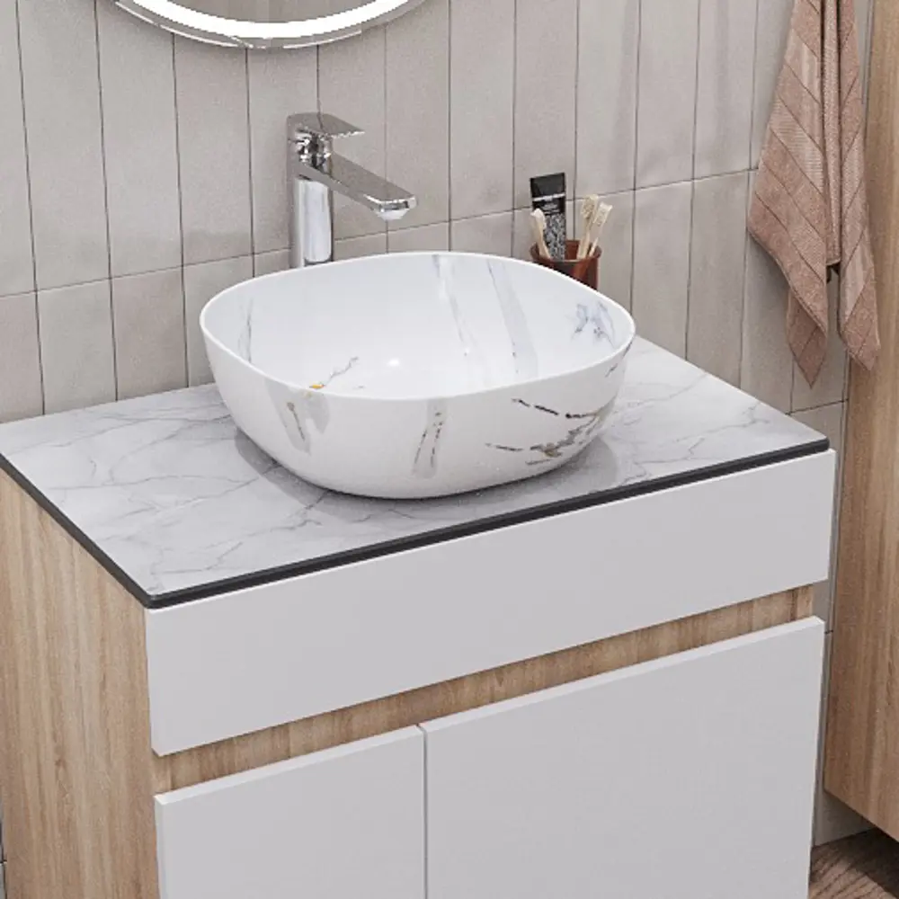 Столешница в ванную Fusion F80JP 80x47 см HPL-пластик цвет жемчужный перито Santreyd STLM-2064632 - Вид №2