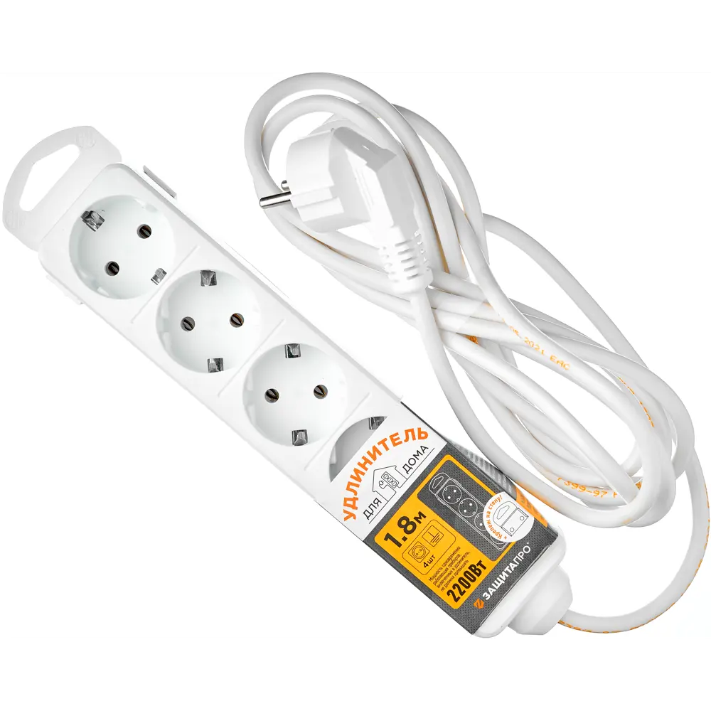 Удлинитель ЗАЩИТА ПРО с заземлением 4 розетки 1.8 м 82741171 STLM-0035238 - Вид №1