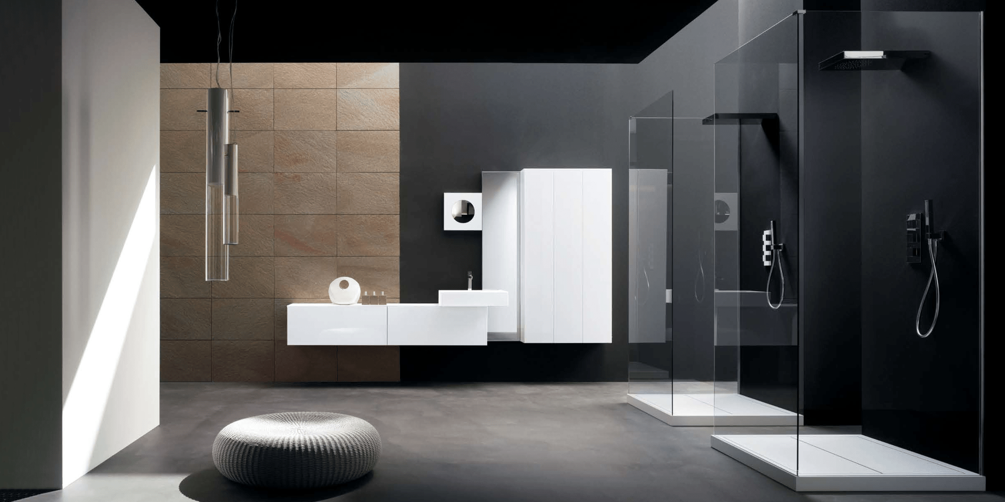 Комбинация ванной комнаты KU 51 в отделке K39 Bianco ceramicato / L58 Bianco lucido MILLDUE KUBIK KUBIK51 - Вид №1
