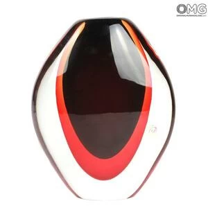 1704 ORIGINALMURANOGLASS Ваза Красная капля - соммерсо - муранское стекло 23 см