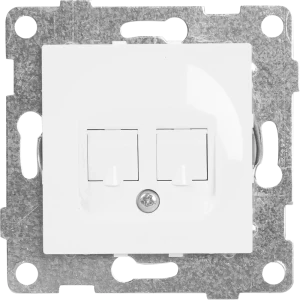 Телефонная/компьютерная розетка встраиваемая Gusi Electric без заземления цвет жемчуг