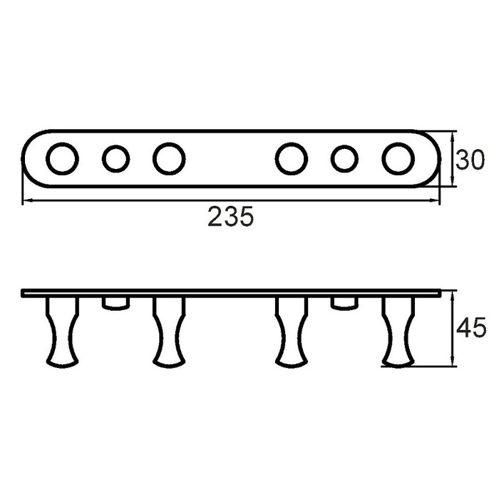 002SM40M41 Milardo Планки крючков Планка с крючками четверная 002SM40M41 Россия  - Вид №1