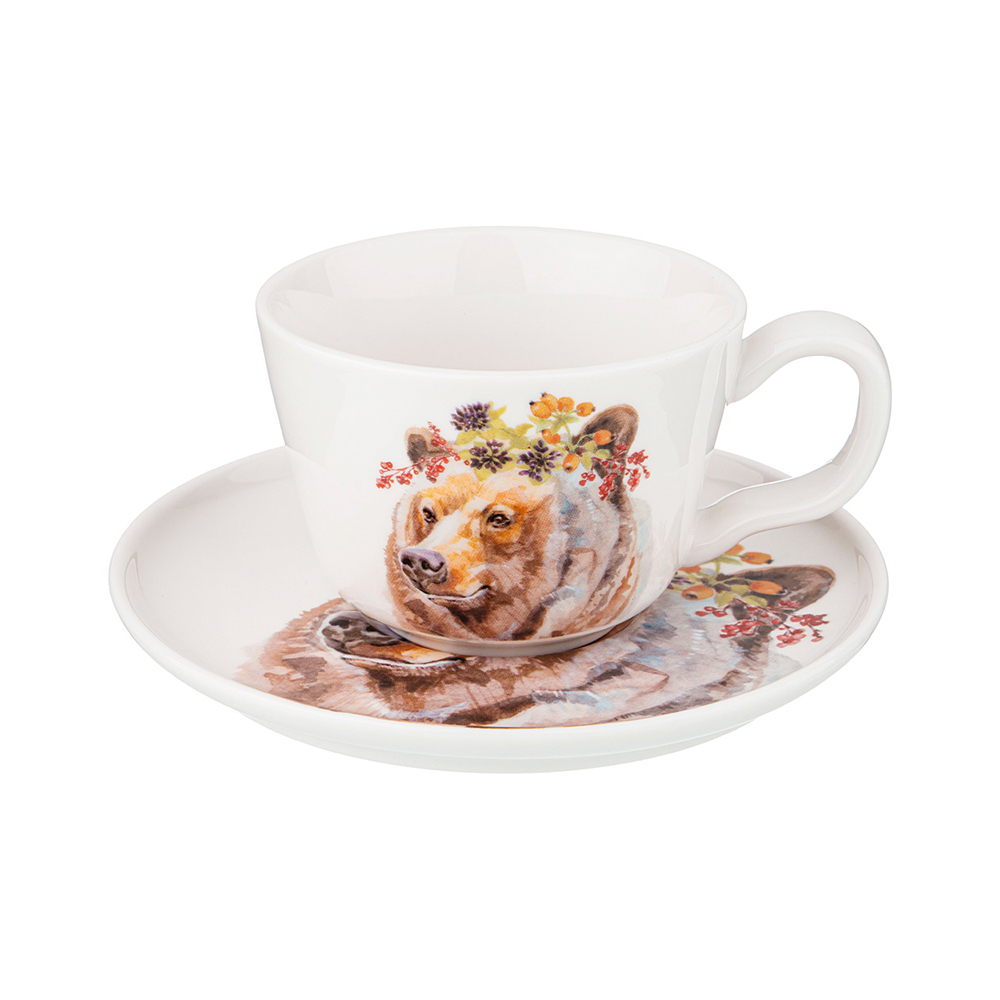 409-151 Посуда фарфоровая Чайный набор Лесная сказка 1 пер. 2 пр.(осень) 230 мл Lefard 