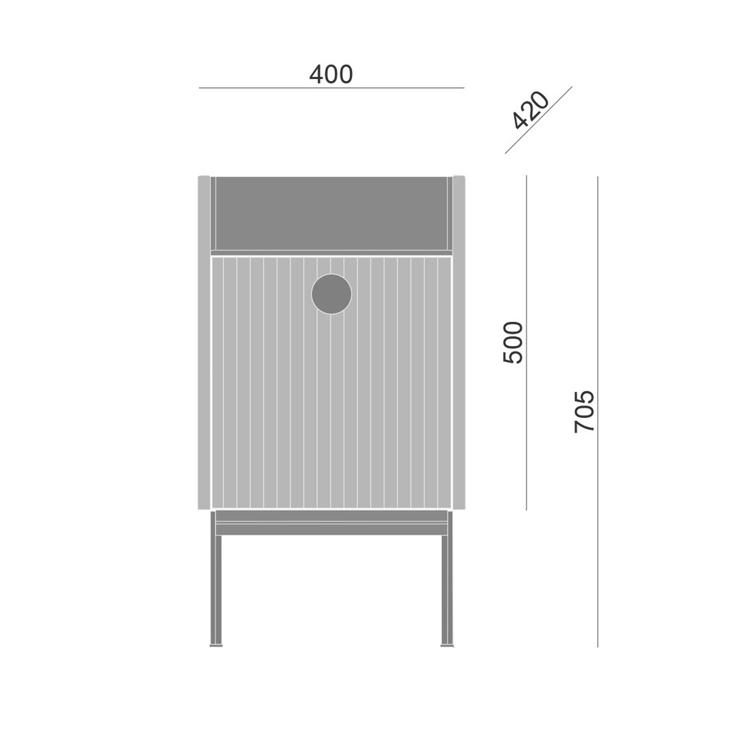 Прикроватная тумбочка серая 42х40 см Lago BRAGIN DESIGN LIVING 00-3974651 Серый - Вид №2