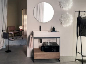 Scarabeo Ceramiche Тумба под умывальник из металла с вешалкой для полотенец Solid