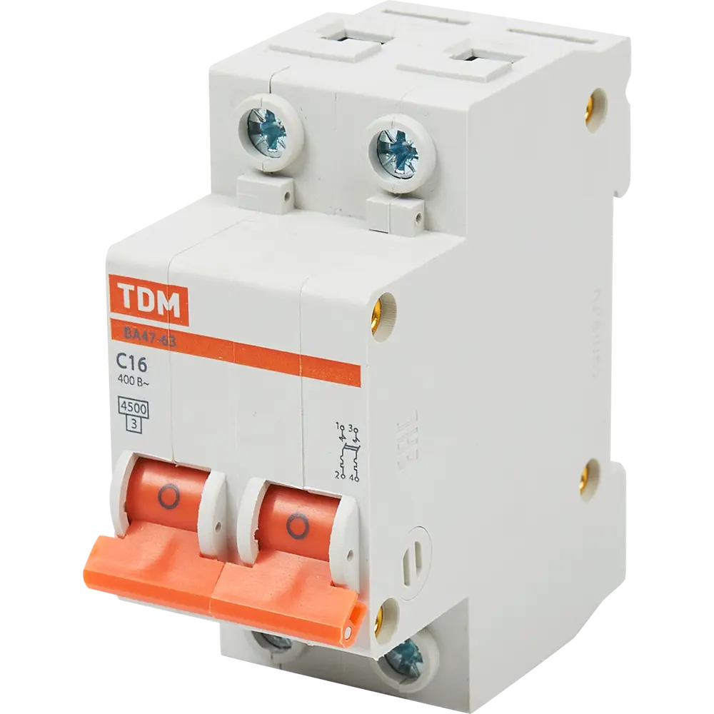 Автоматический выключатель TDM Electric ВА47-63 2P C16 А 4.5 кА SQ0218-0011 STLM-2176129 - Вид №1