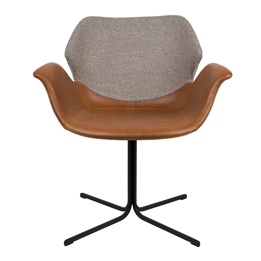 Кресло Nikki коричневое с черным основанием Zuiver 1200137 - Вид №7