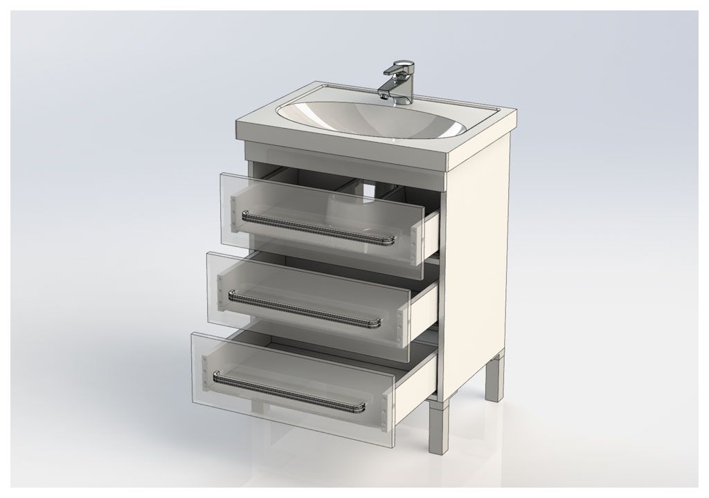 Тумба с раковиной Aquanet Сиена 60 белый (напольный 3 ящика) 0018636800185476 - Вид №4