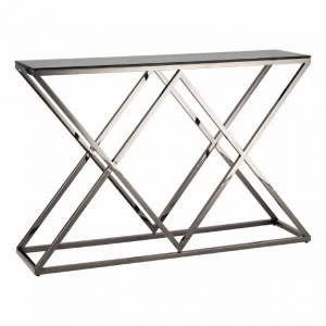 Консоль стеклянная 115х30 см дымчатая с основанием темный хром "Инсигния" STOOL GROUP  00-3881882 Серебро