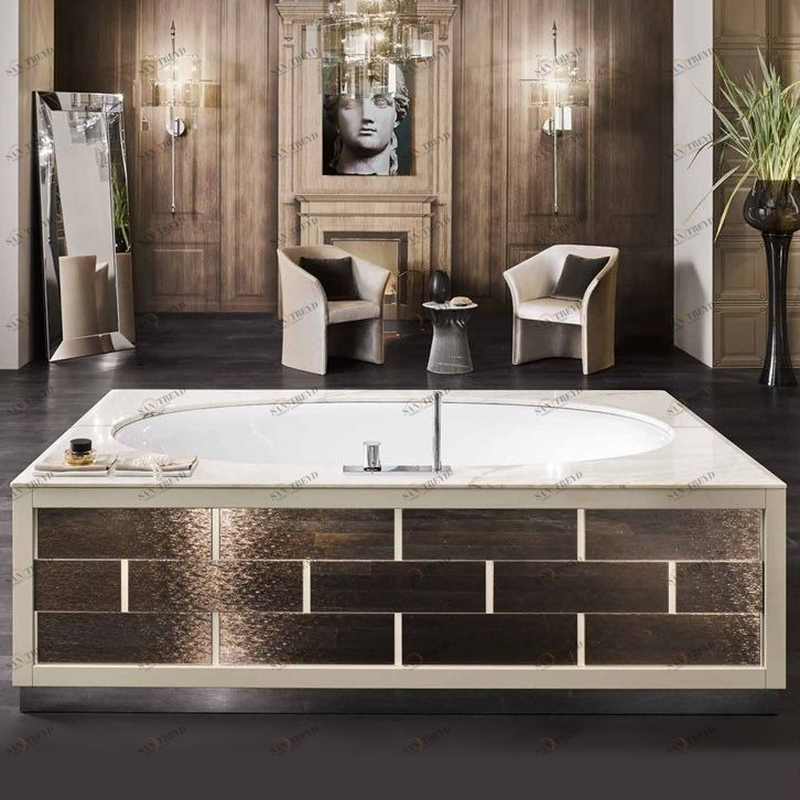 Ванна Monaco 125x209 в отделке VETRO mandorla / golden crash MILLDUE RITZ 1901R01