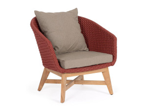 Веревочное и тканевое садовое кресло с подлокотниками