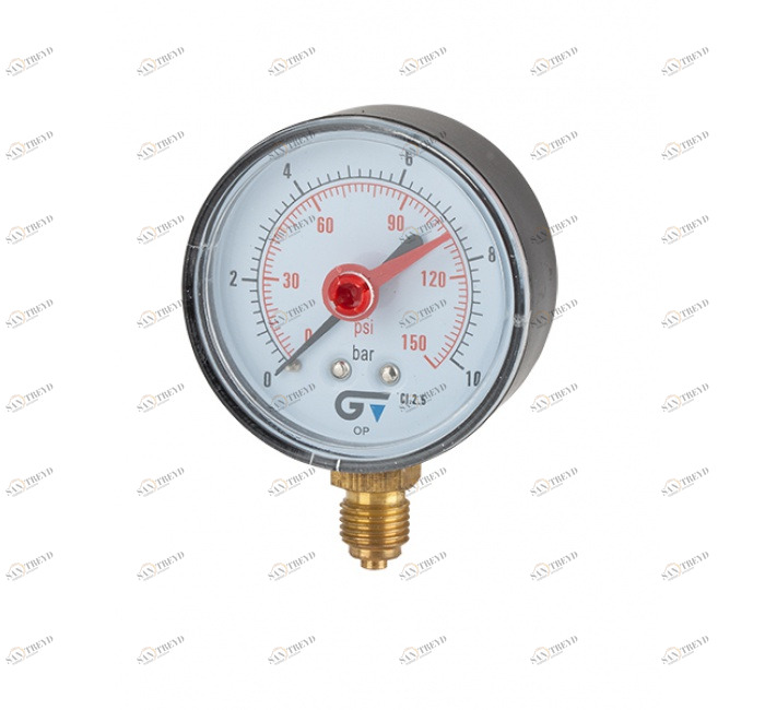 GENEBRE 3825 025 Манометр Ø 63, красный индекс, нижнее соединение 