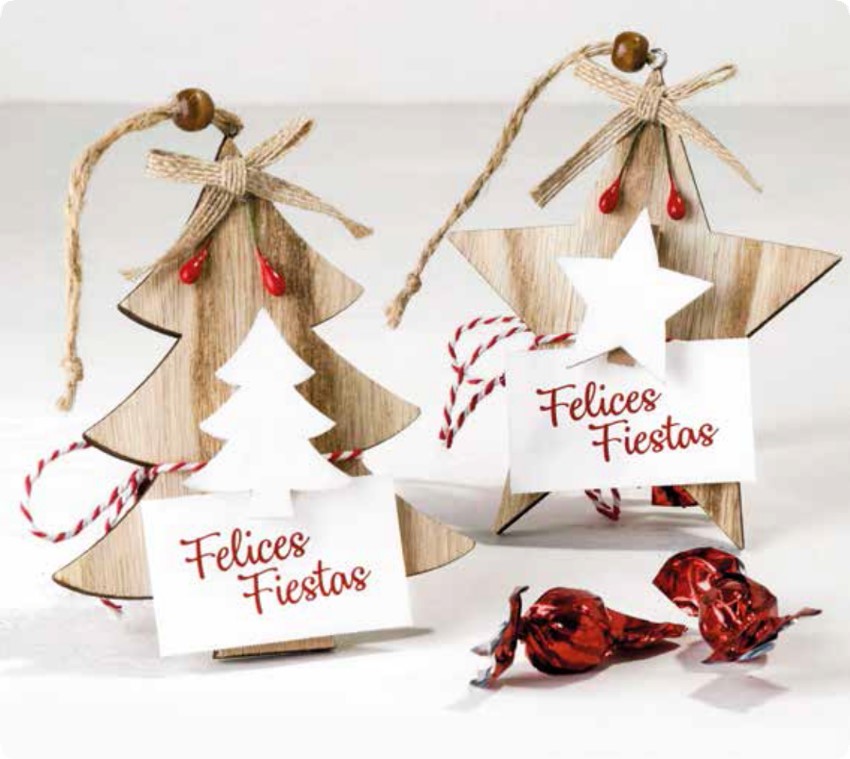 Упаковка из 4 деревянных кулонов с звездой из дерева Dekoraniaevents Navidad sun-id-1994636 - Вид №1