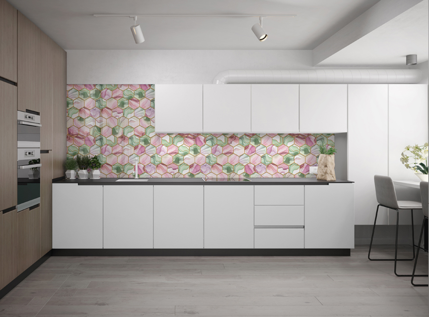 Стеновые панели - Гексагон пинк LIGRON LIST101 2257 - Вид №6