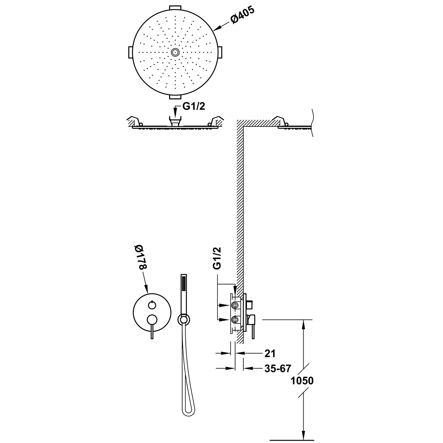 RAPID-BOX Комплект 3-ходового скрытого смесителя для душа с одной ручкой Rapid-box Rapid-box-26227301AC TRES - Вид №1