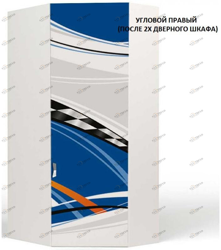 Шкаф угловой ABC-KING La-Man (правый) синий 4631147955906