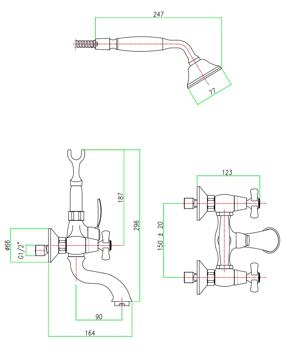 AM720201017 Смеситель для ванны с душем Webert Armony - Вид №1