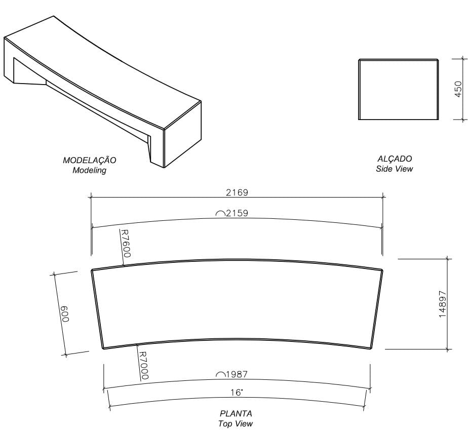 Бетонная скамья без спинки amop R7M ARCH-00023681 - Вид №2
