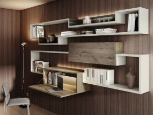 Lago Модульный деревянный книжный шкаф с письменным столом Lagolinea