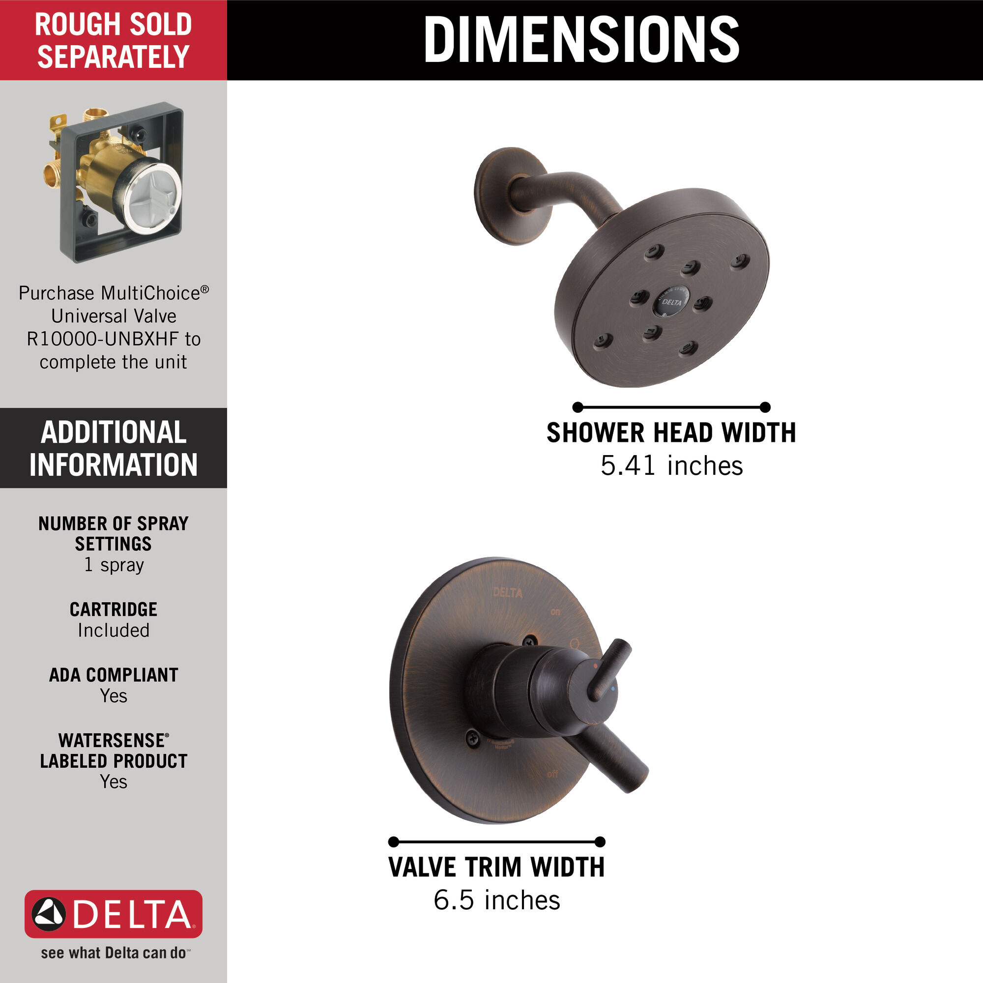 T17259-RB Накладка для душа Monitor® 17 серии H2Okinetic® Delta Faucet Trinsic Венецианская бронза  - Вид №1