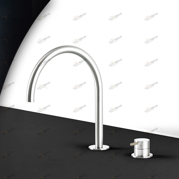 Смеситель для раковины глянцевая сталь с бежевой ручкой Toki Radomonte TKI32LCIL28