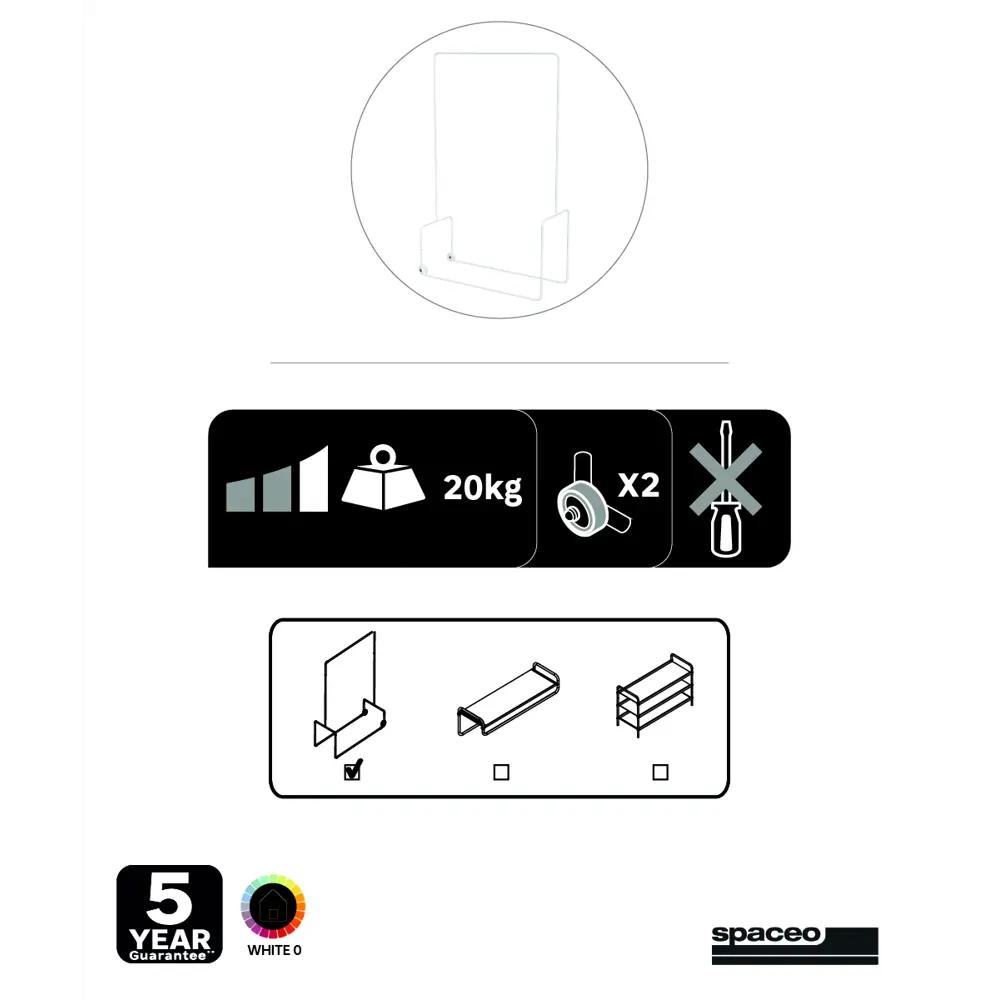 Вешалка напольная Spaceo 100x160x40 см металл цвет белый STLM-2013940 - Вид №2
