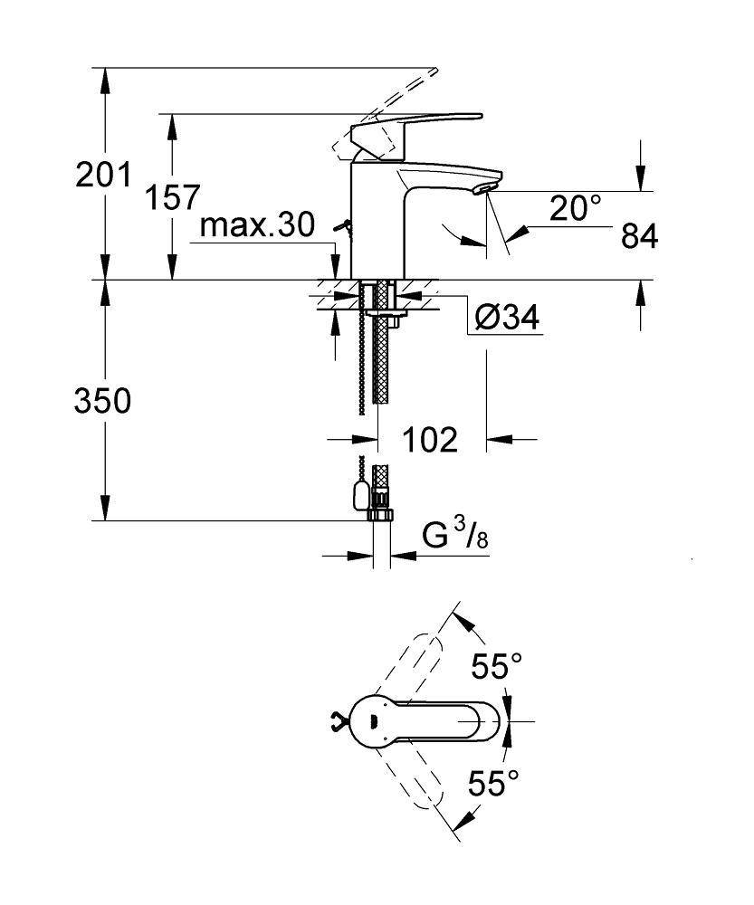 33557002 Смеситель для раковины Grohe Eurostyle Cosmopolitan хром - Вид №1