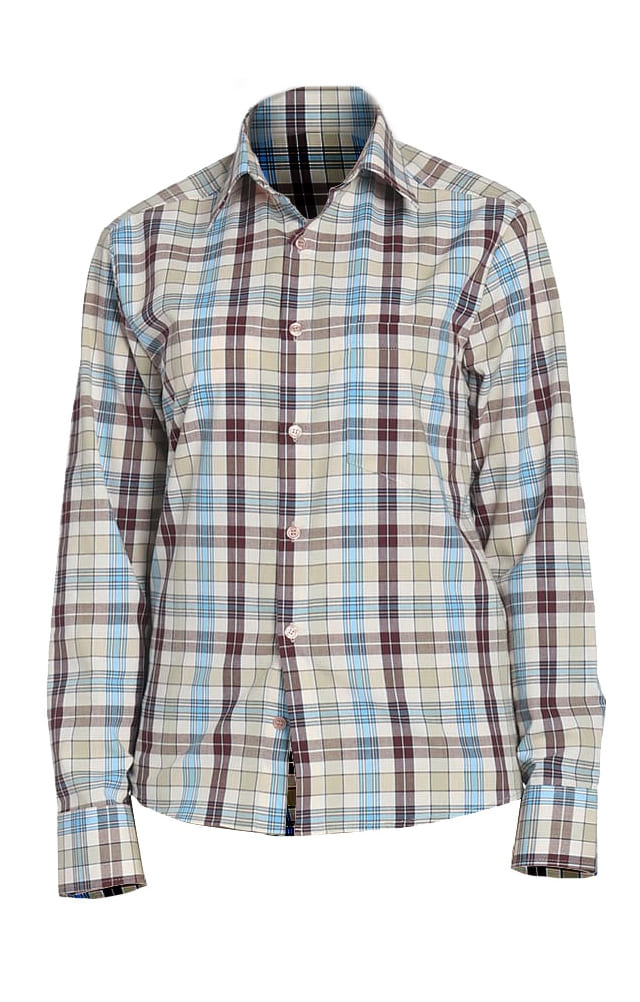 67819 Рубашка в клетку plaid beige (шотландка бежевая) HIPSTER  Толстовки, рубашки, футболки, тенниски  размер 54 (108) 
