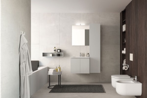 Деревянный шкаф для умывальника с дверцами с настенным креплением