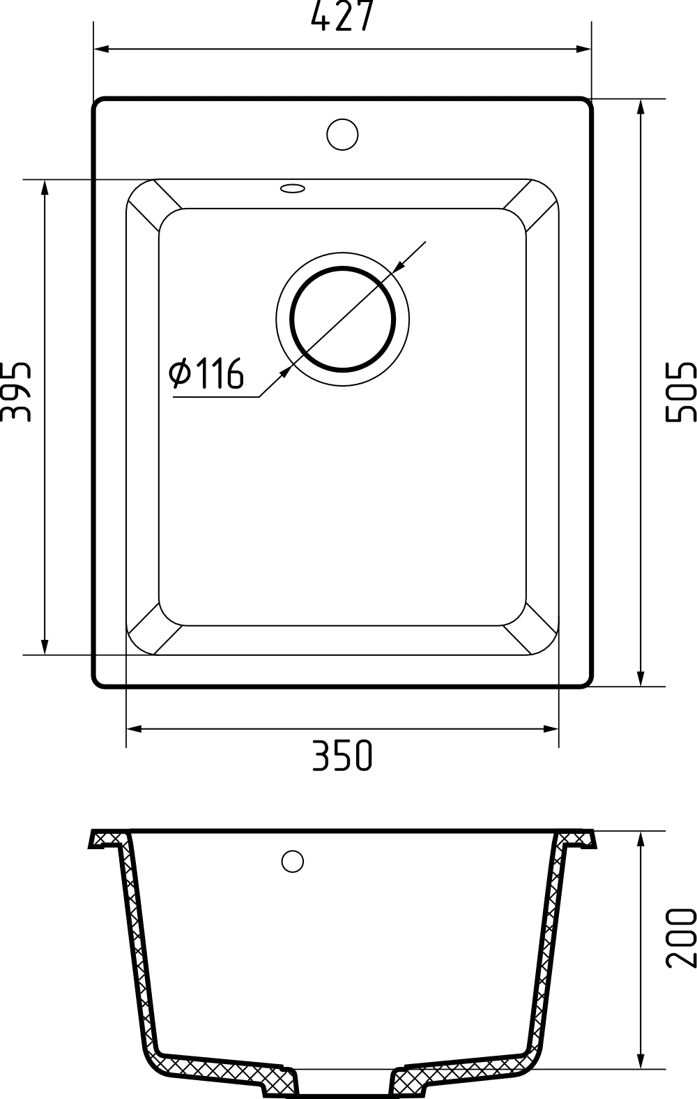 Кухонная мойка Искусственный камень PRACTIK S101 GranFest P-505-S101 - Вид №1