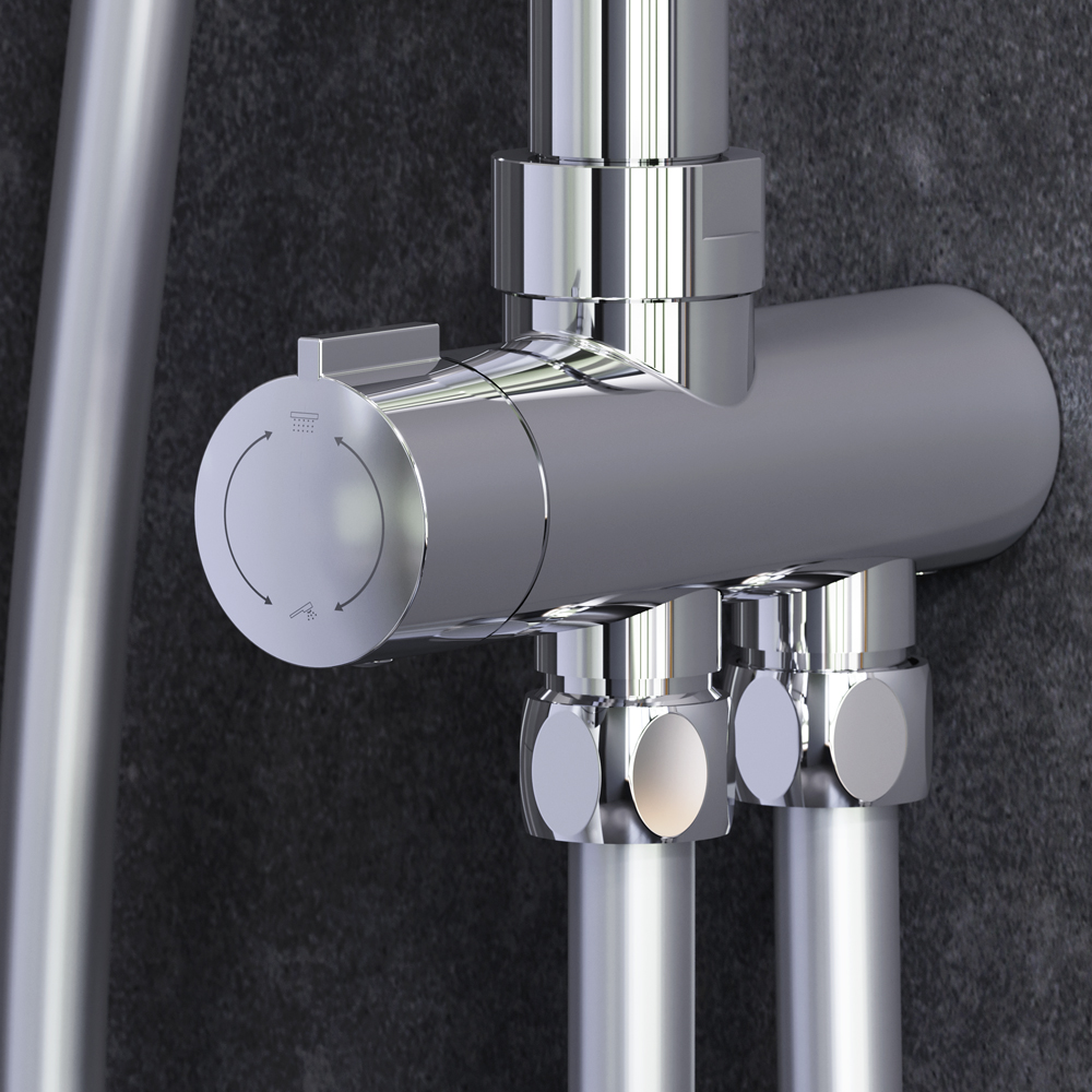 F0790000 душ.система набор: верхн.душ d 220 мм ручн.душ 1 ф-ция d 110 мм переключатель хром AM.PM Gem - Вид №2
