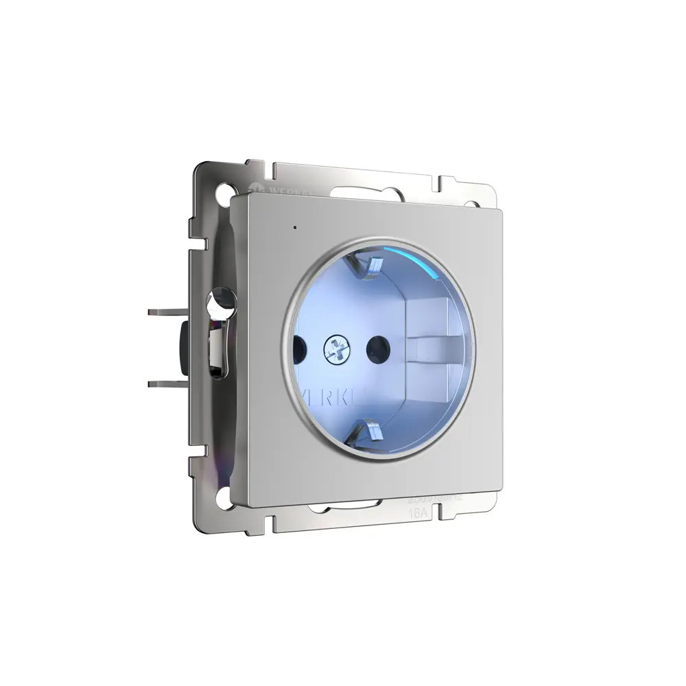 Розетка Werkel с подсветкой цвет серебряный Встраиваемые механизмы STLM-2133835 - Вид №1