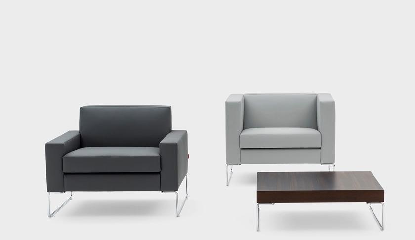 Viganò Кожаное кресло с салазками и подлокотниками Cubiko sun-id-1347407 - Вид №2