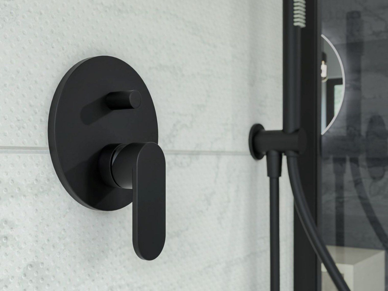 Встраиваемый смеситель для душа с пластиной Ercos Versilia Nero ARCH-00012533 - Вид №1