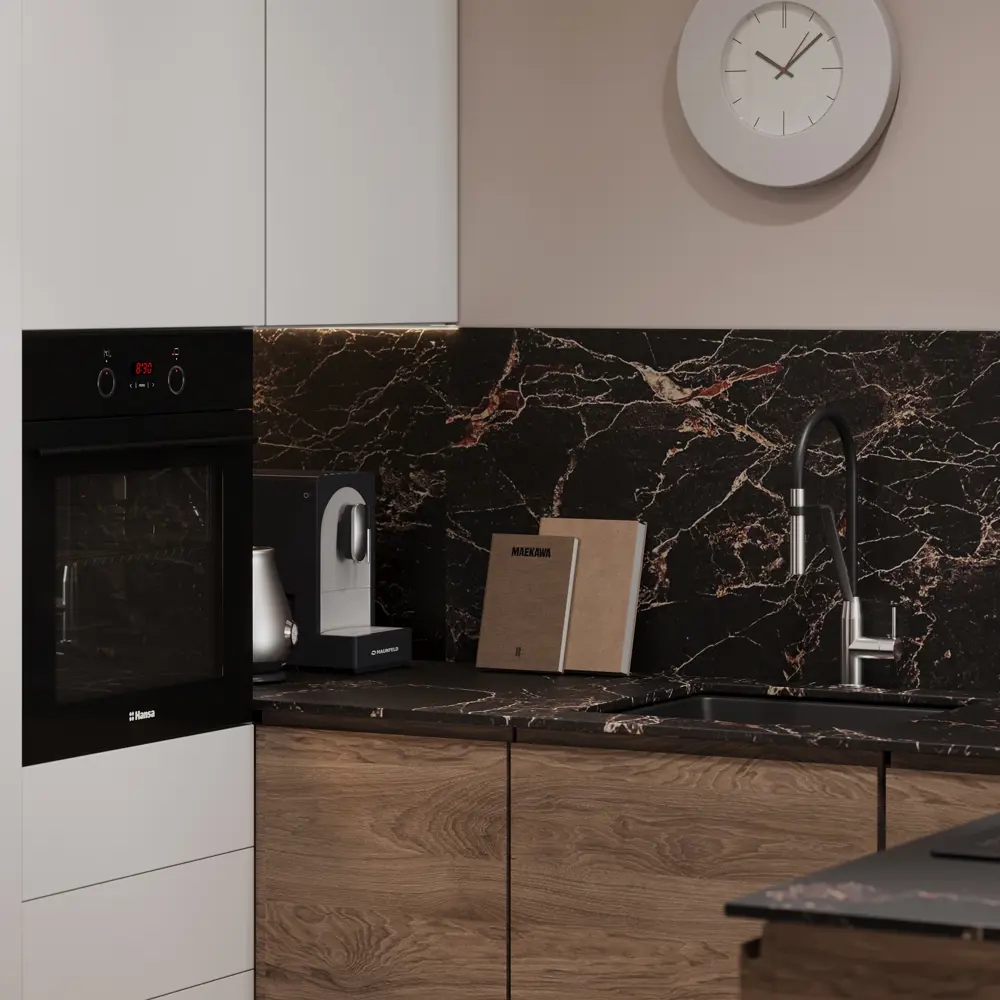 Столешница Компакт Мрамор 120x60x1.6 см HPL пластик цвет чёрный Santreyd STLM-2038501 - Вид №5