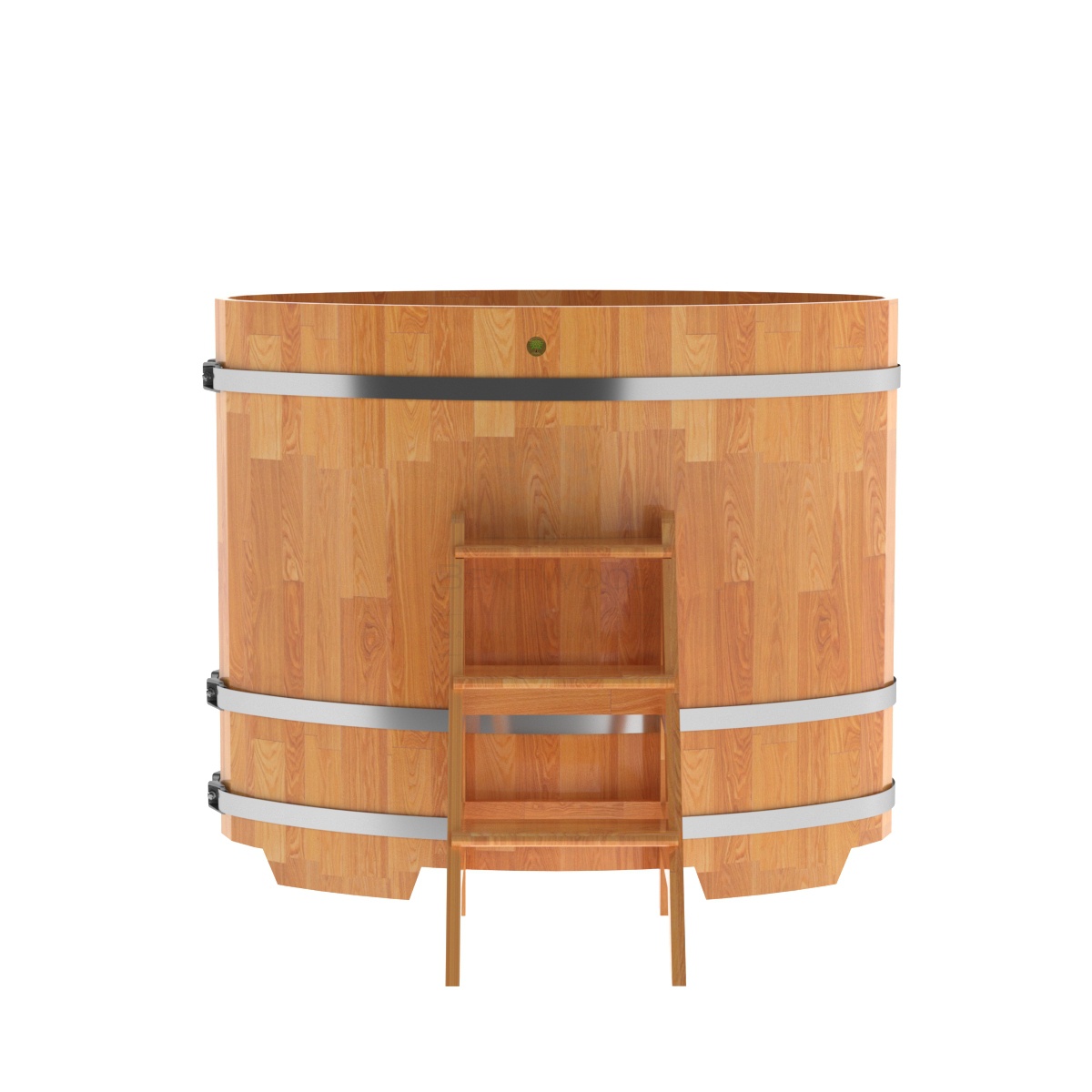 1496 Купель овальная из сращенных ламелей лиственницы 0,80х1,42х1,2 натуральная Alyarus  - Вид №3